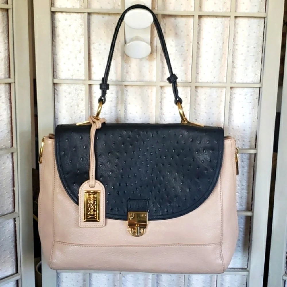 Badgley Mischka nude and black crossbody and handbag